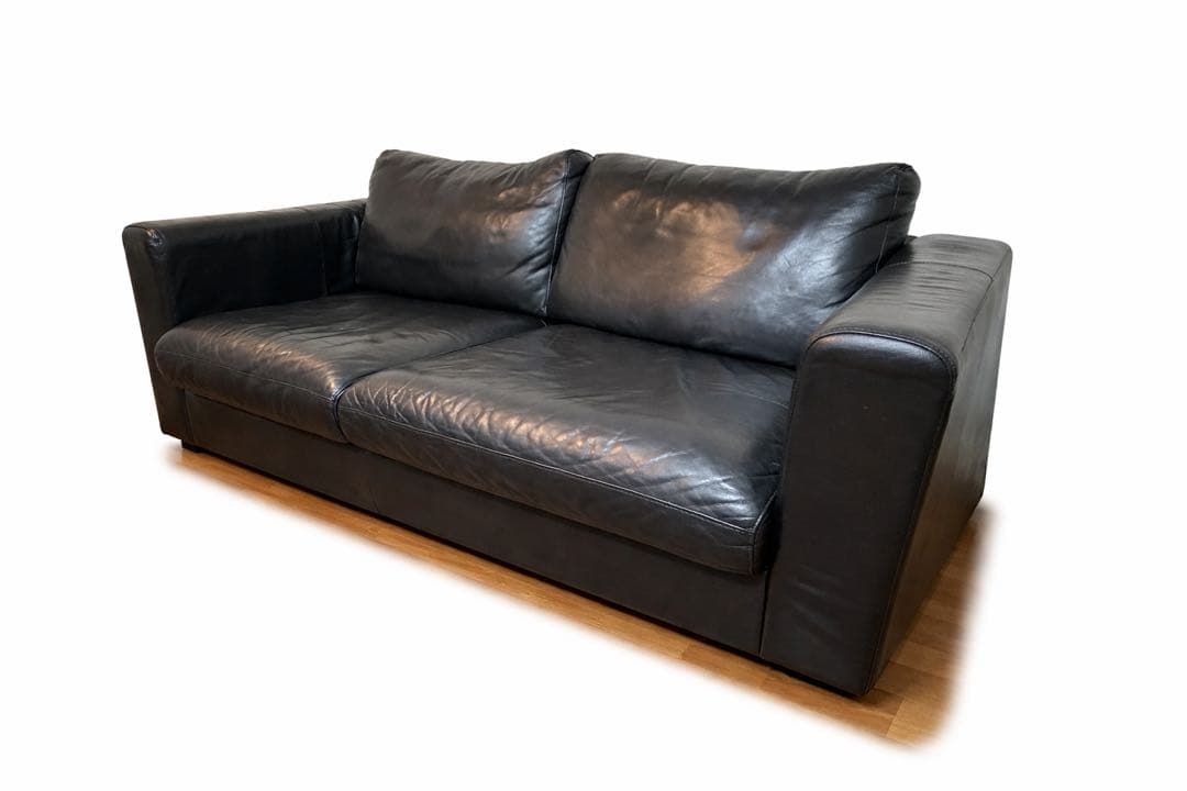 【IKEA VIMLE（ヴィムレ）2人掛けソファ｜本革レザー｜ブラック】