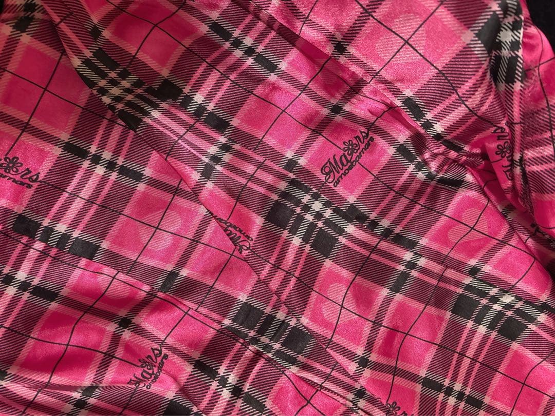 ♡レアMARSモコモコピンクチェックりぼん耳つきフード黒ファーコートパーカー姫