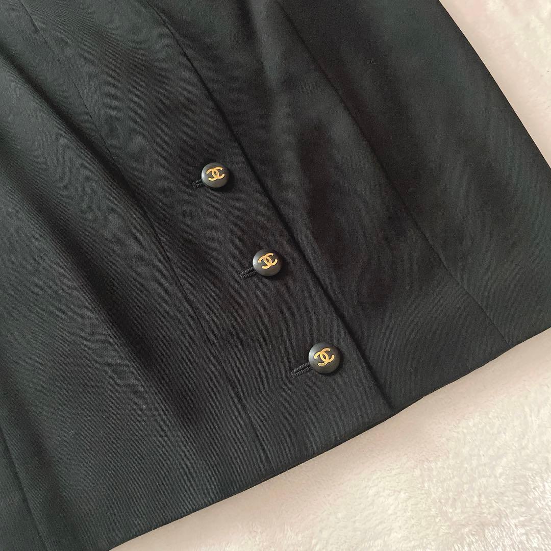 極美品⭐︎CHANEL ブラック ダブル ロゴボタン スカート スーツ ハンガー付