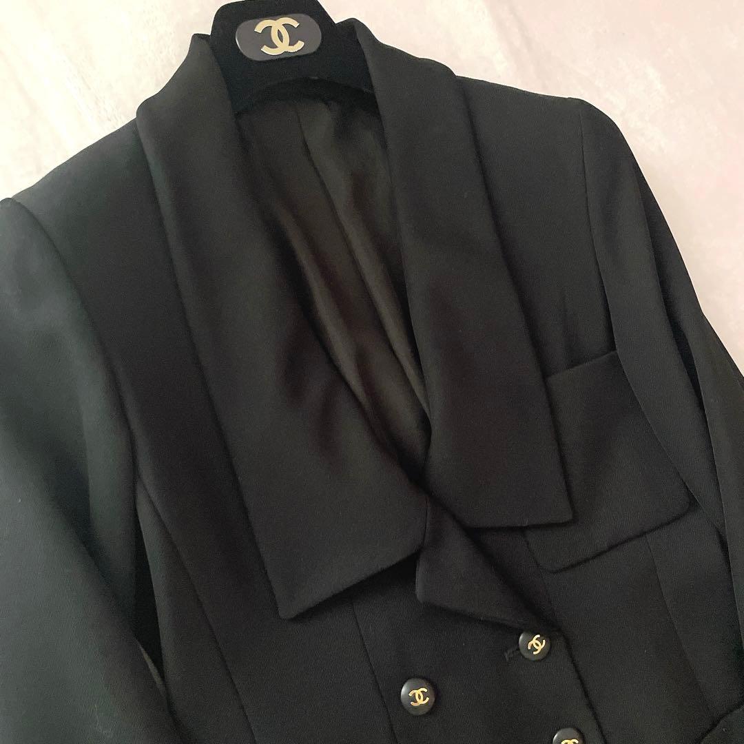極美品⭐︎CHANEL ブラック ダブル ロゴボタン スカート スーツ ハンガー付