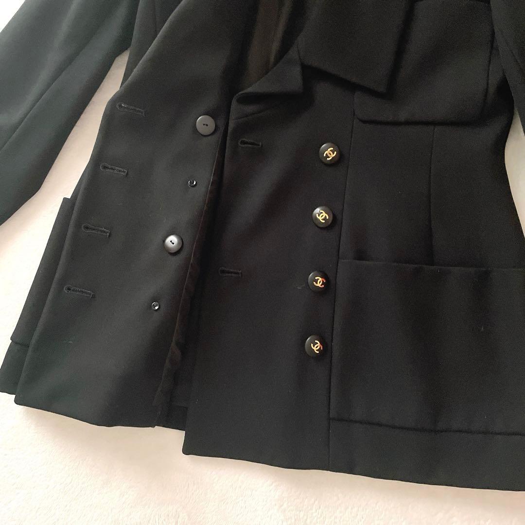 極美品⭐︎CHANEL ブラック ダブル ロゴボタン スカート スーツ ハンガー付