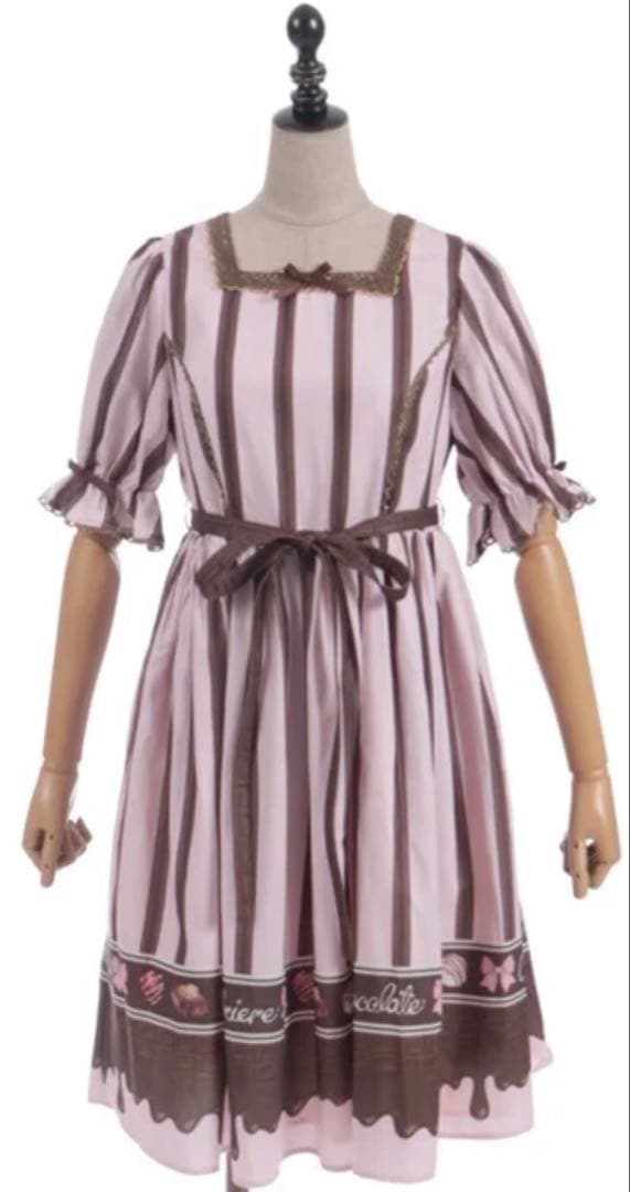 axes femme Chalmiere ボンボンショコラ柄ワンピース（ピンク）