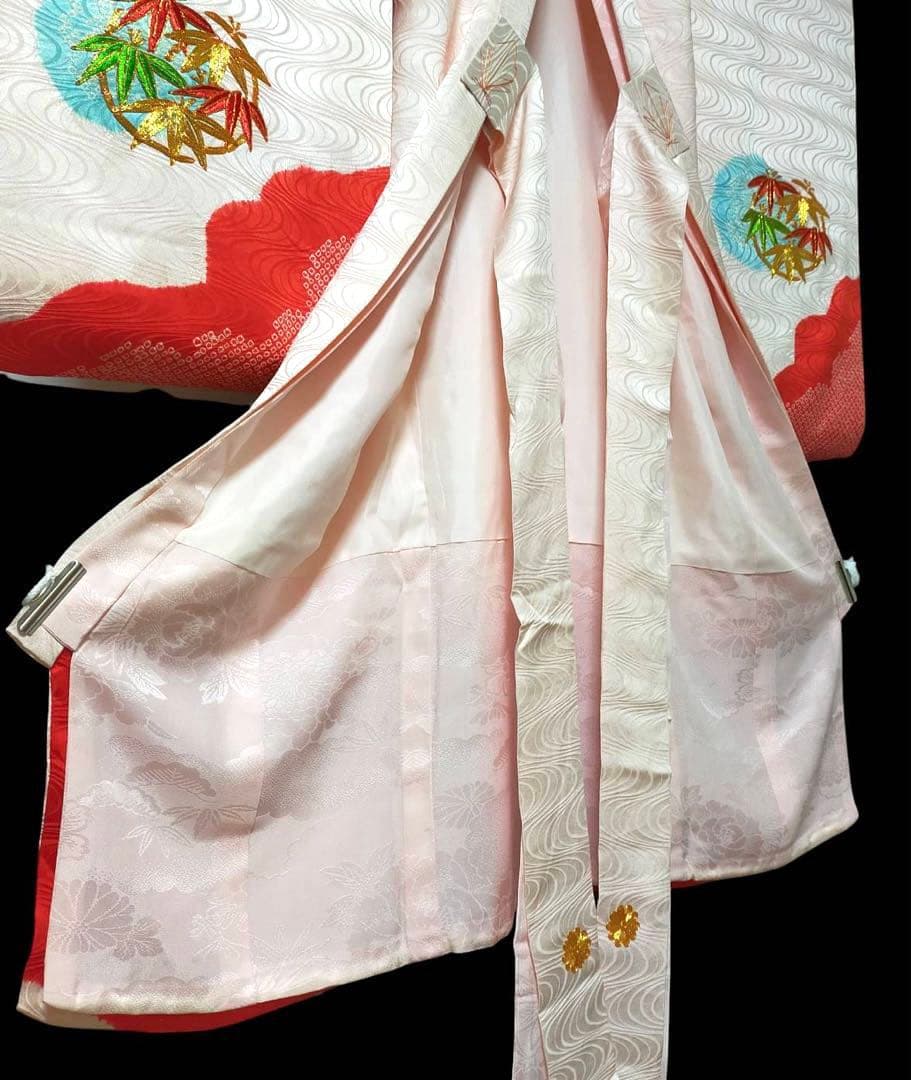 □ 正絹女児用　お宮参り　掛け着　初着　七五三　アンティーク　可愛い花柄刺繍