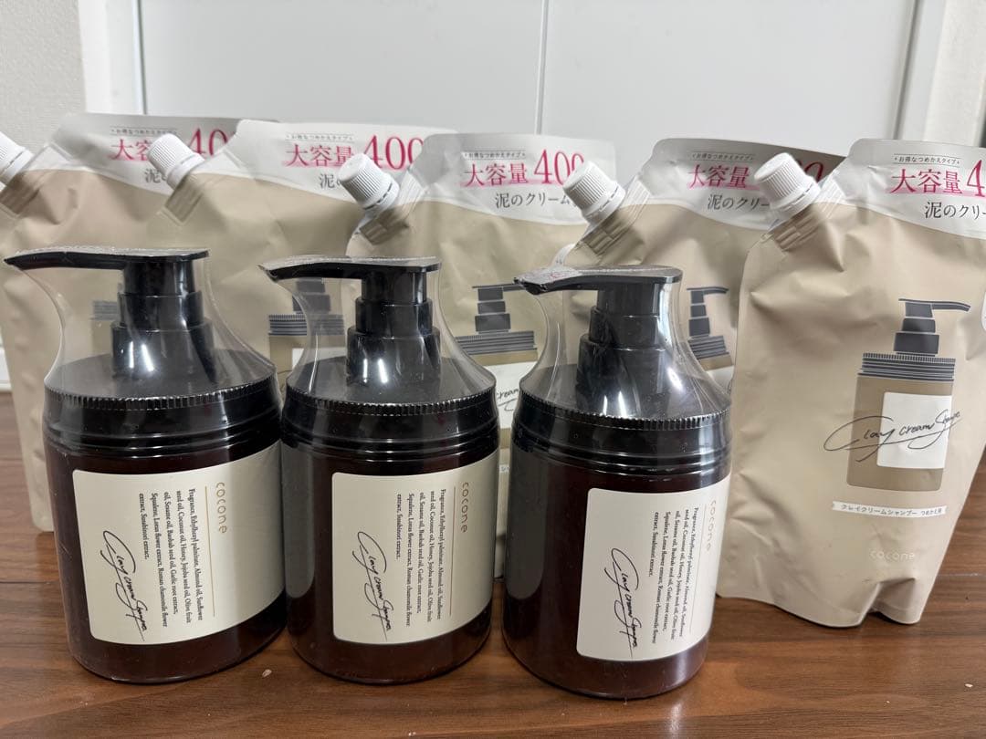 【iku】cocone クレイクリームシャンプー　ボトル3本　詰替用5個