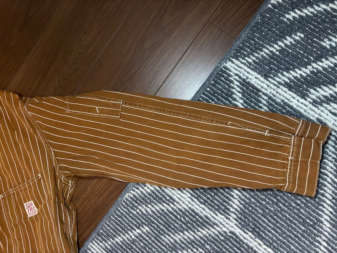 SUGAR CANE ストライプ オーバーオール ブラウン