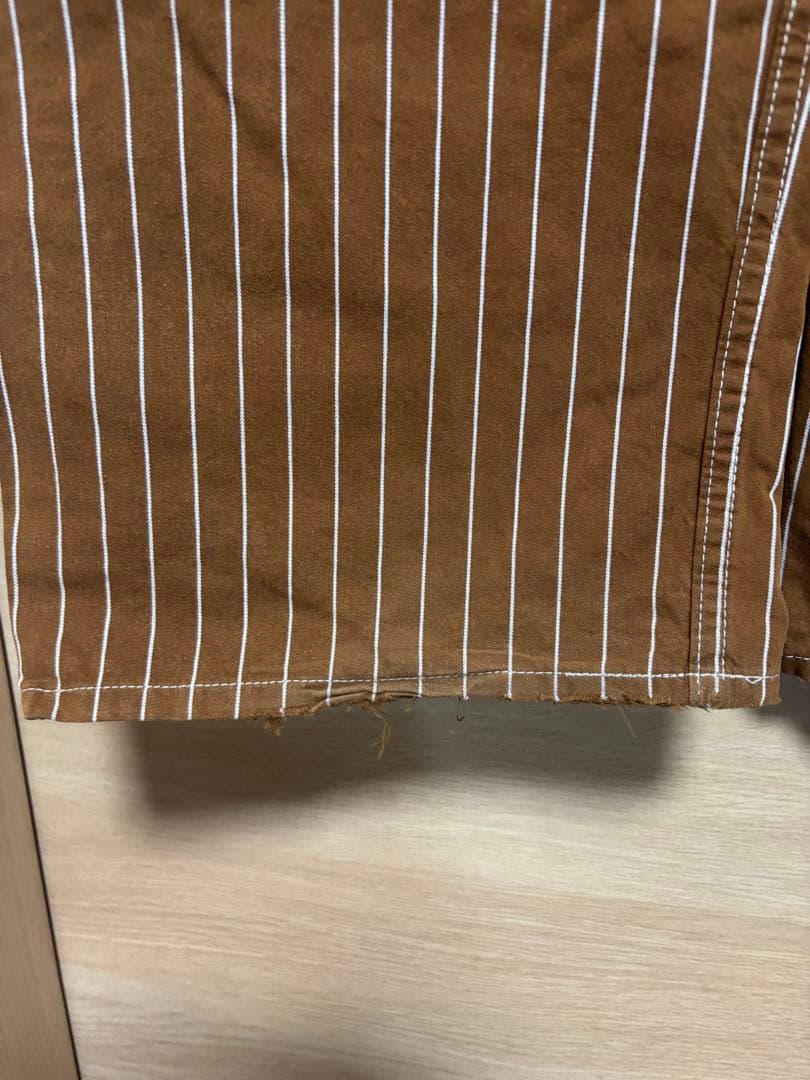 SUGAR CANE ストライプ オーバーオール ブラウン