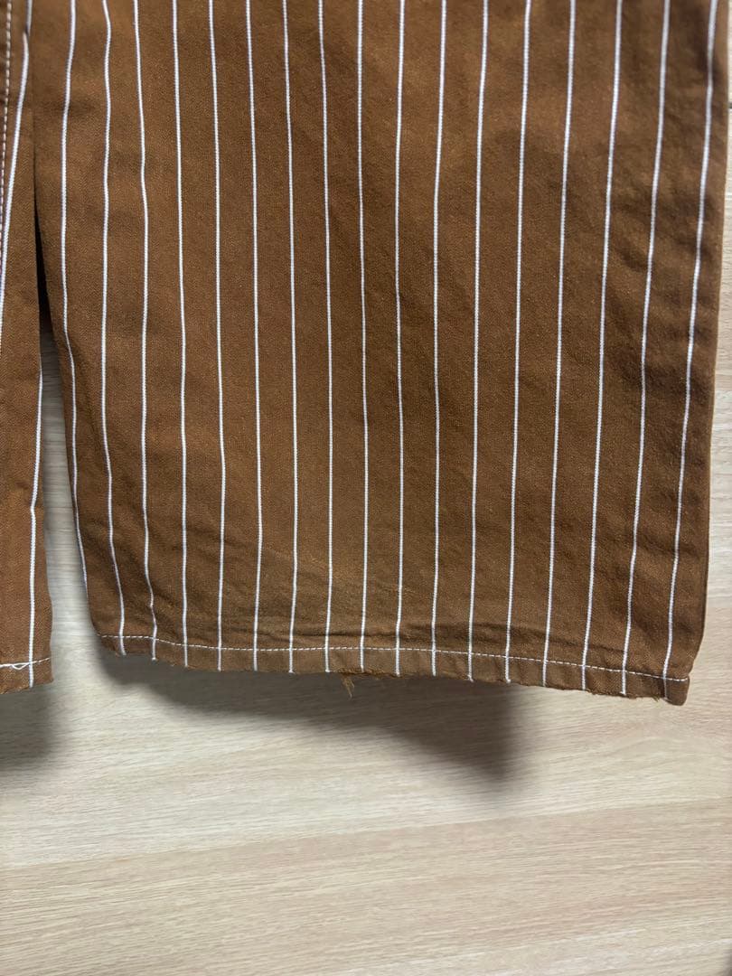 SUGAR CANE ストライプ オーバーオール ブラウン