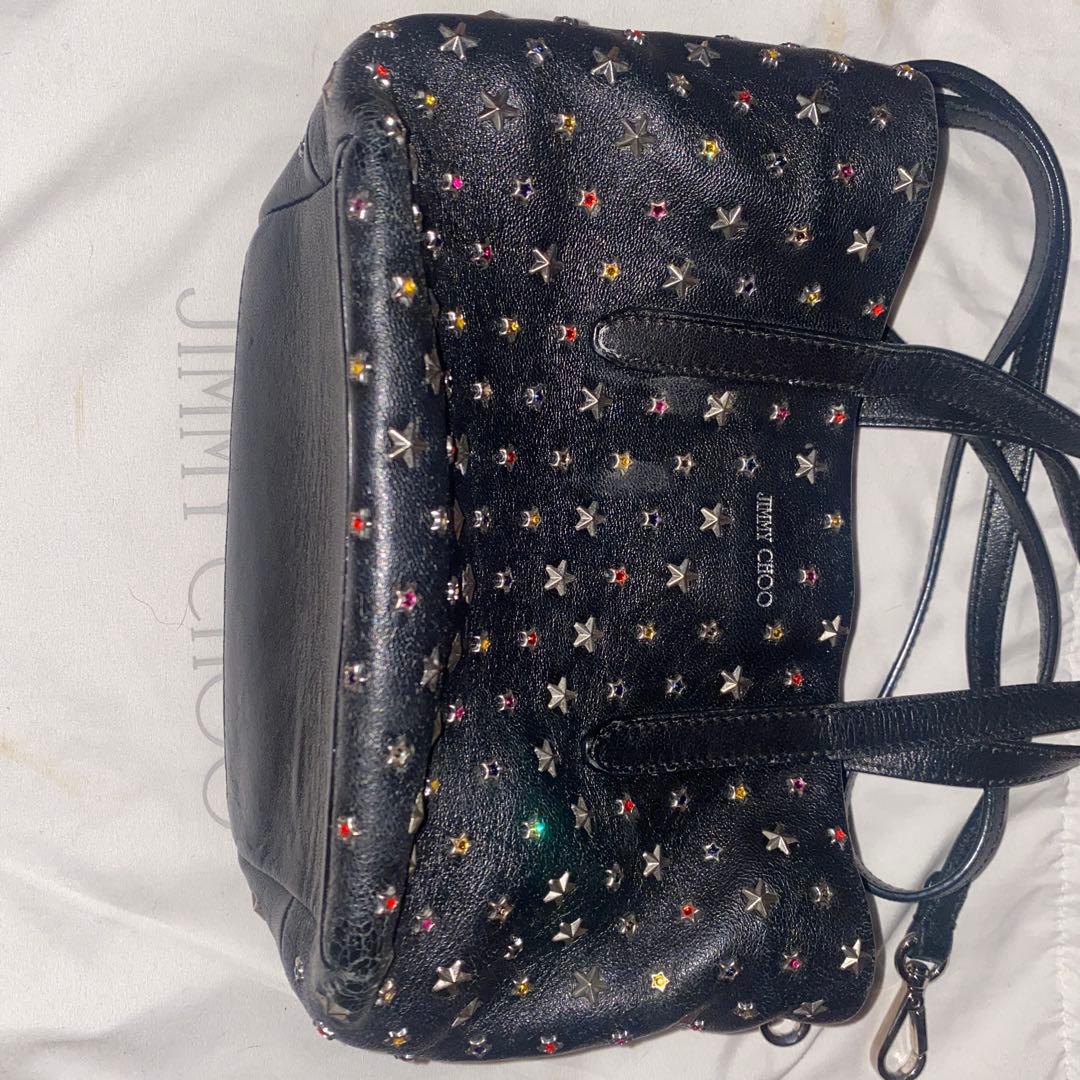 JIMMY CHOO ショルダーバッグ ２way スタッズ ミニサラ レザー