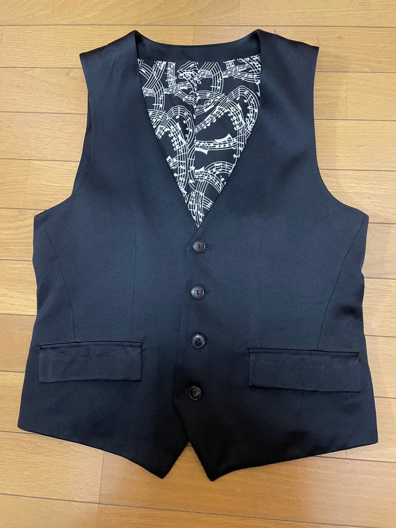 NUMBER (N)INE ナンバーナイン 音符柄 ベスト ジレ 黒　M