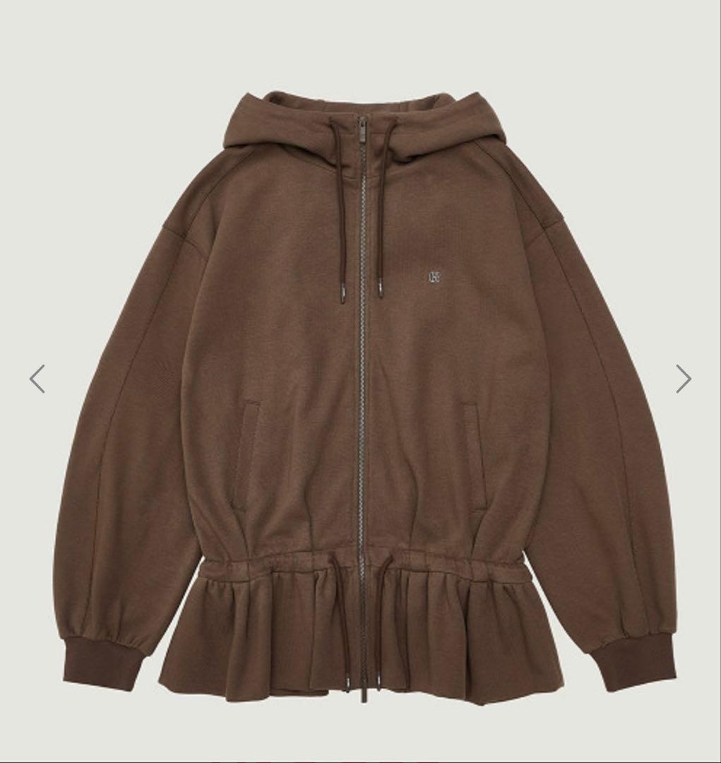 GROVE フリル付きブラウンフーディ F