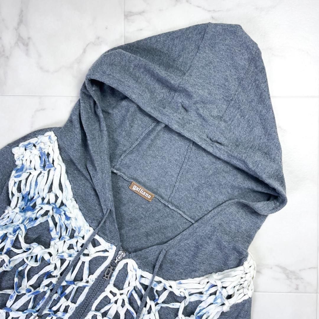 ジョンガリアーノ 編込デザインパーカー グレー サイズS*MD702