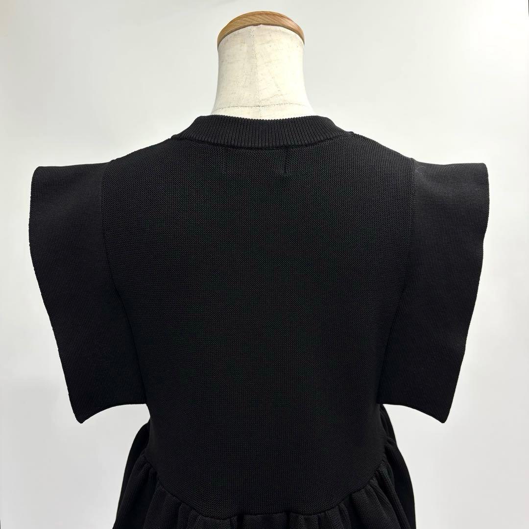 美品　クラネ　CLANE　スクエアスリーブギャザーニットトップス　1　ブラック