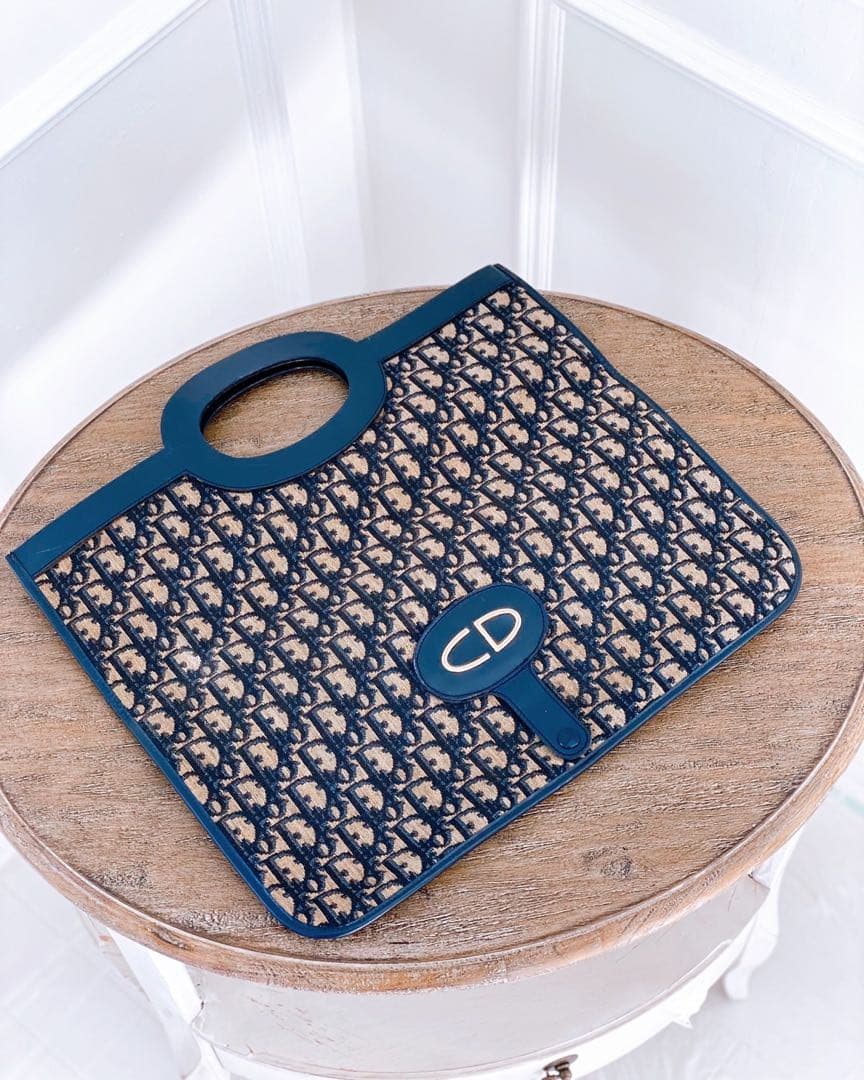 【希少】ヴィンテージ DIOR トロッター クラッチバッグ トート ネイビー