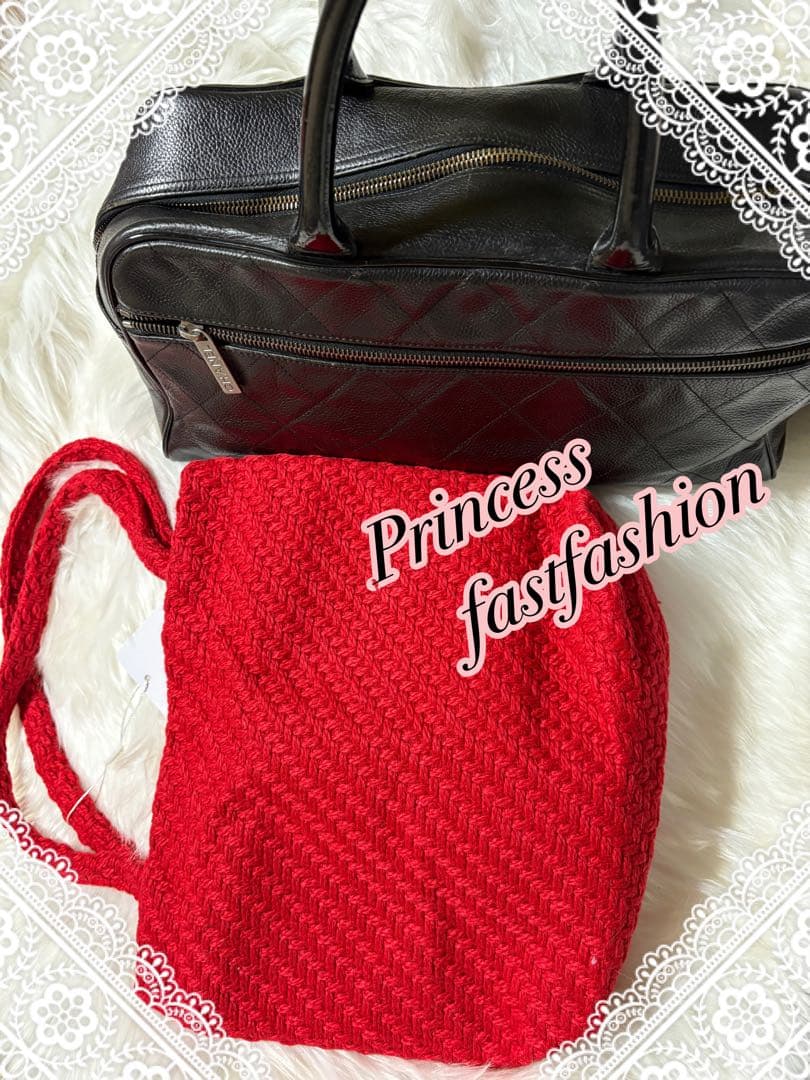 ヒ*ロ様 シャネル CHANEL ニット編み レッド＆ブラック スパンコール ト