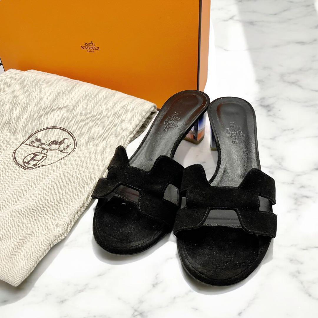 美品✨ エルメス サンダル オアジス クリアヒール ブラック