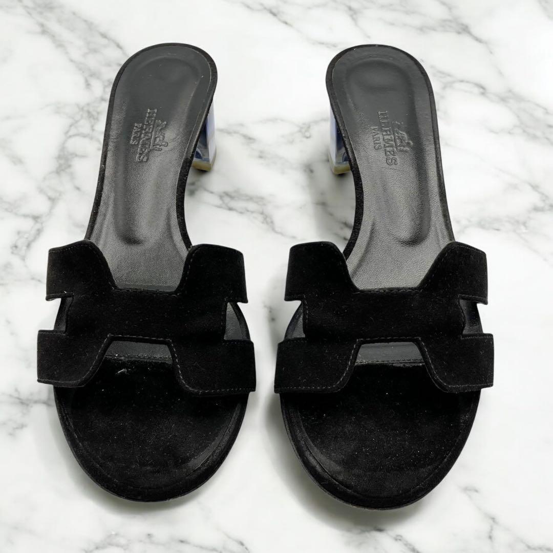 美品✨ エルメス サンダル オアジス クリアヒール ブラック