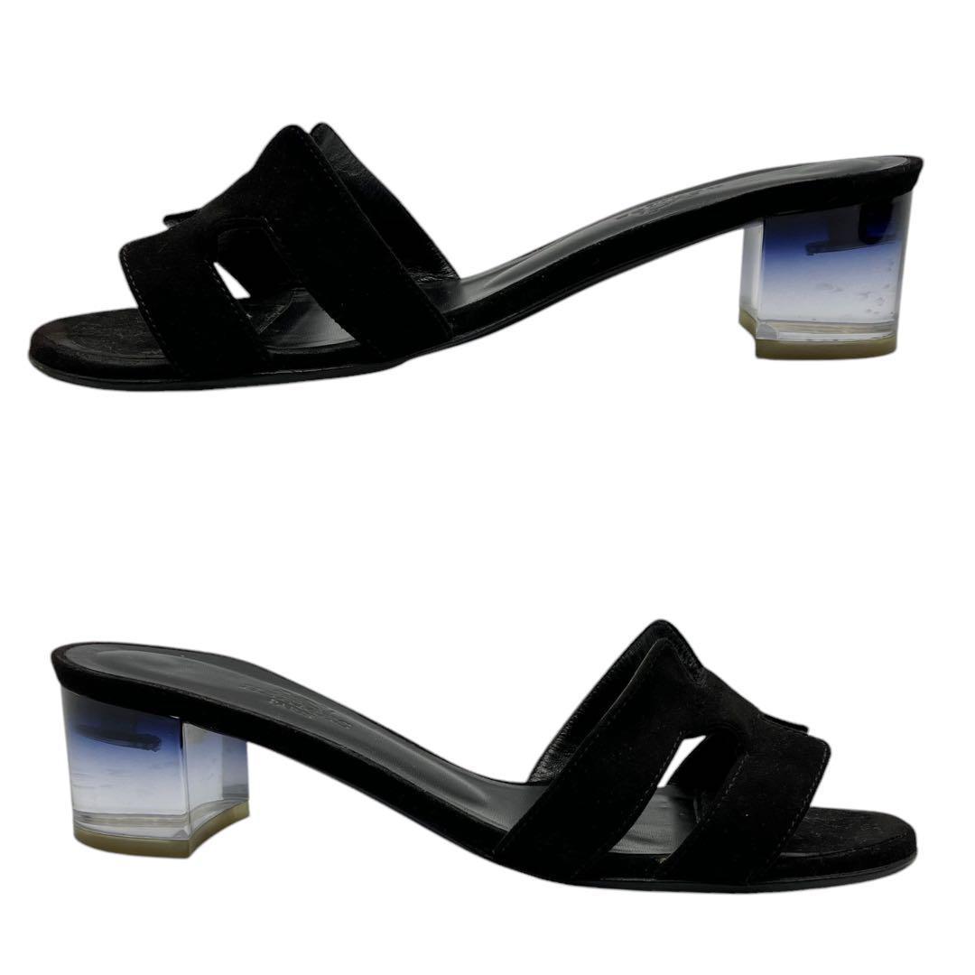 美品✨ エルメス サンダル オアジス クリアヒール ブラック