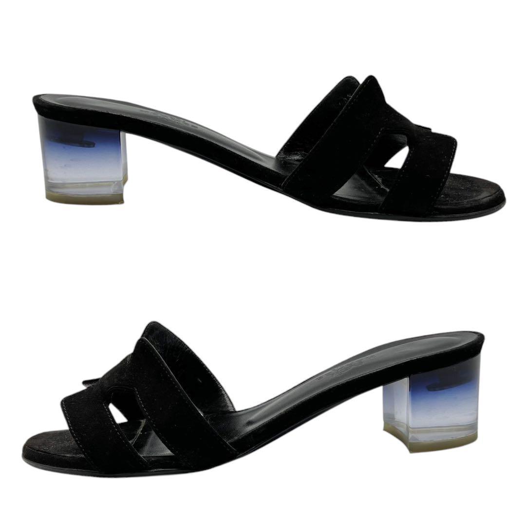 美品✨ エルメス サンダル オアジス クリアヒール ブラック