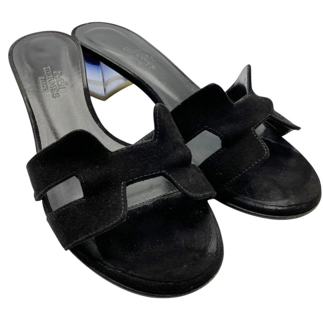 美品✨ エルメス サンダル オアジス クリアヒール ブラック