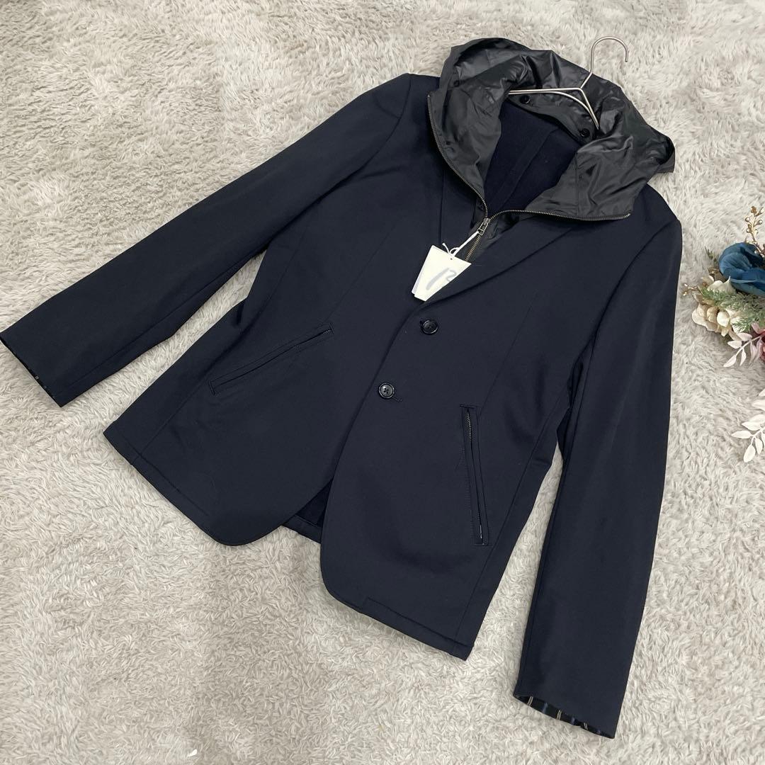 β MEN メンズジャケット　黒　ストレッチ　M フード取り外し可　お洒落