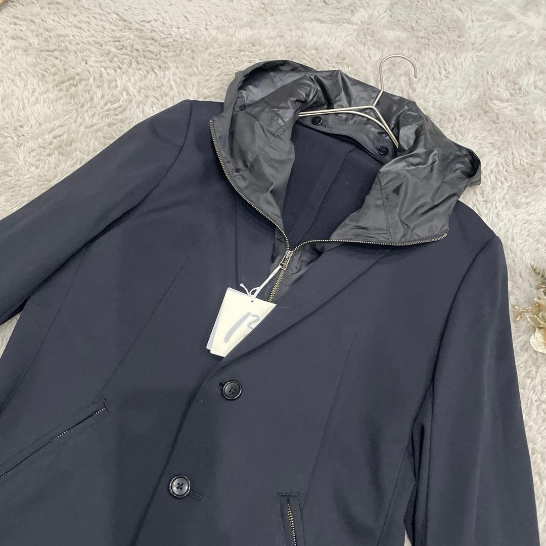 β MEN メンズジャケット　黒　ストレッチ　M フード取り外し可　お洒落