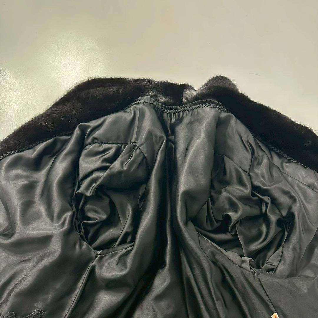 ツヤ◎SAGA MINK ミンク ファーコート 黒 スカラップ　大きいサイズ