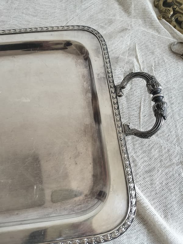 フランス アンティーク 装飾 銀メッキ　トレー 2点セット1900年