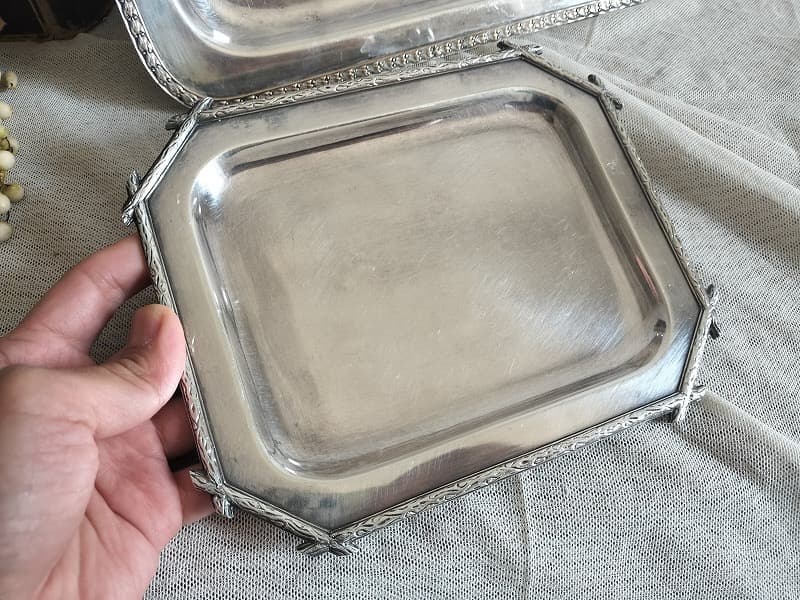 フランス アンティーク 装飾 銀メッキ　トレー 2点セット1900年