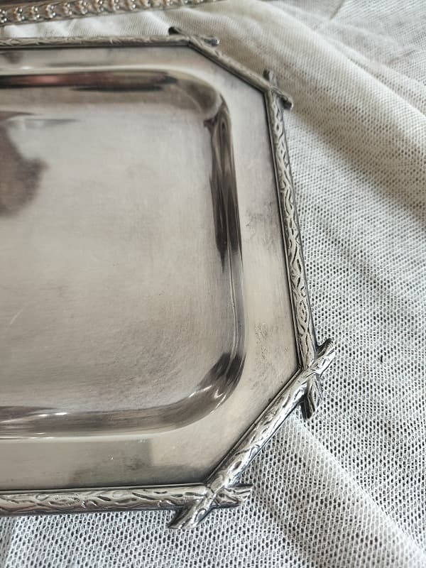 フランス アンティーク 装飾 銀メッキ　トレー 2点セット1900年