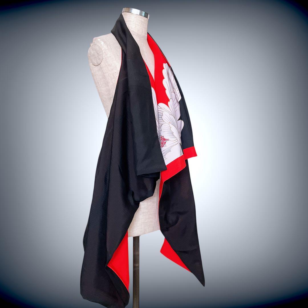 スクエア変型ジレ 着物リメイク リバーシブル フリーサイズ J71226