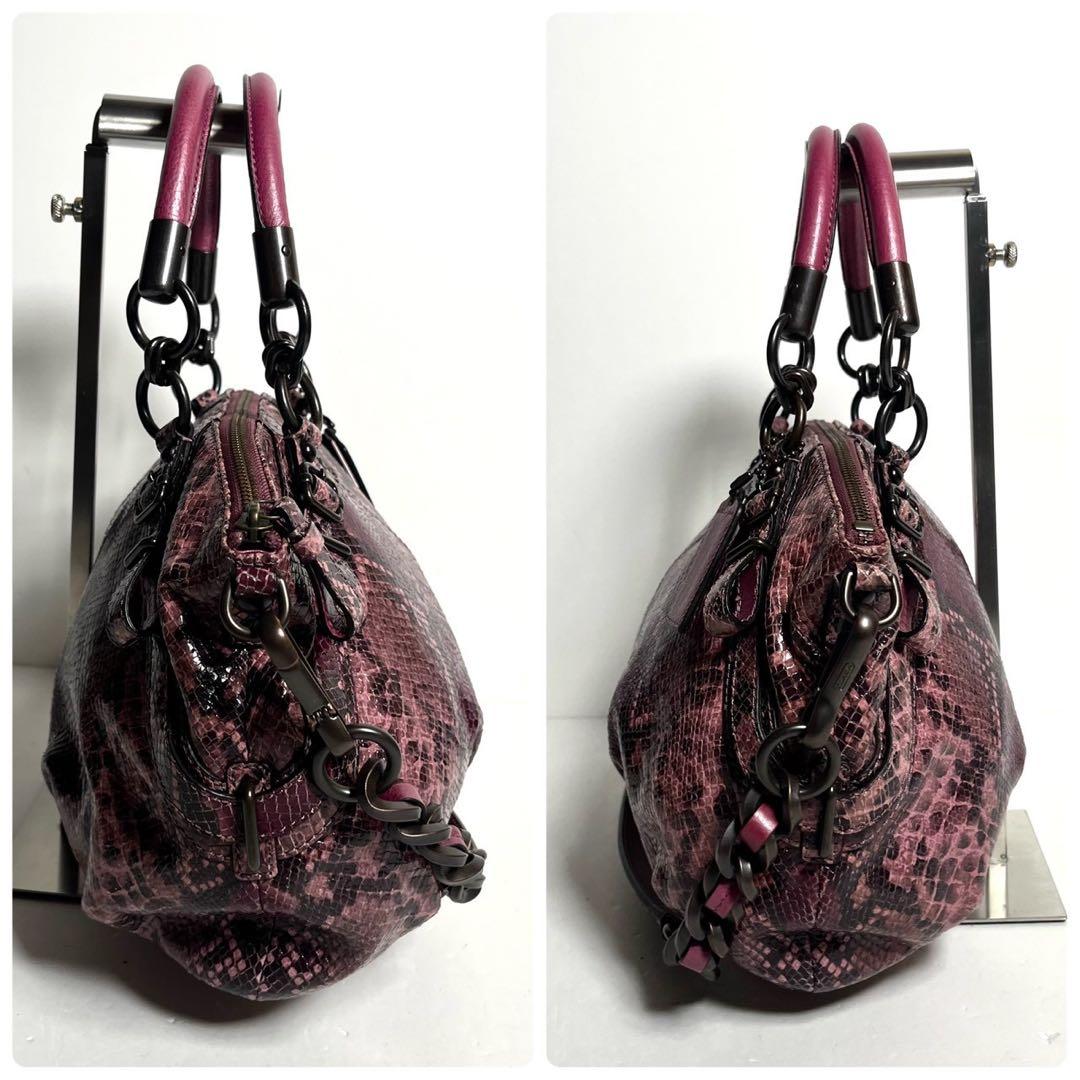 【極美品・使用感少ない】コーチ マディソン 2way パイソン柄 チェーンバッグ