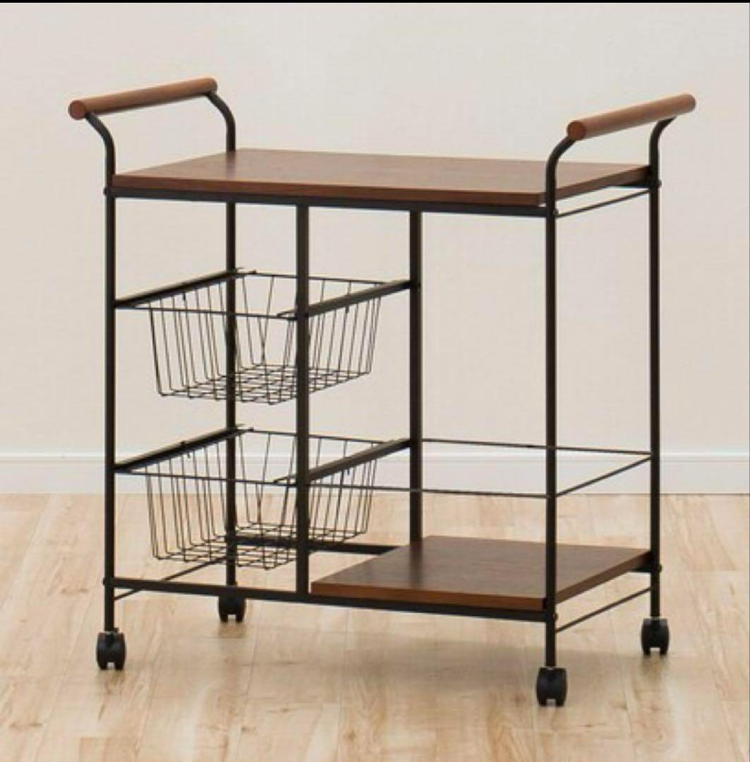 ニトリ キッチンワゴン トリエステ 7169 MBR ミドルブラウン