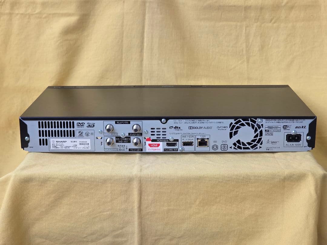 SHARP AQUOS BDレコーダー4B-C20BT3 2019年製 整備品