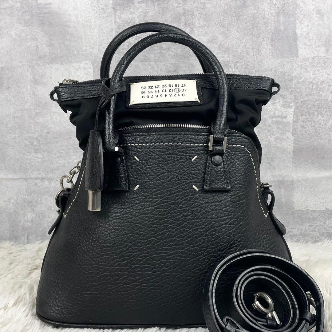 美品 メゾンマルジェラ レザー 2WAY ショルダーバッグ 5ac ブラック