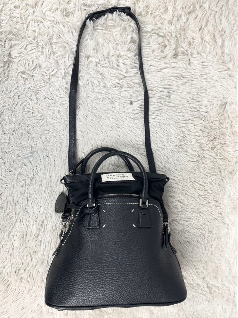 美品 メゾンマルジェラ レザー 2WAY ショルダーバッグ 5ac ブラック