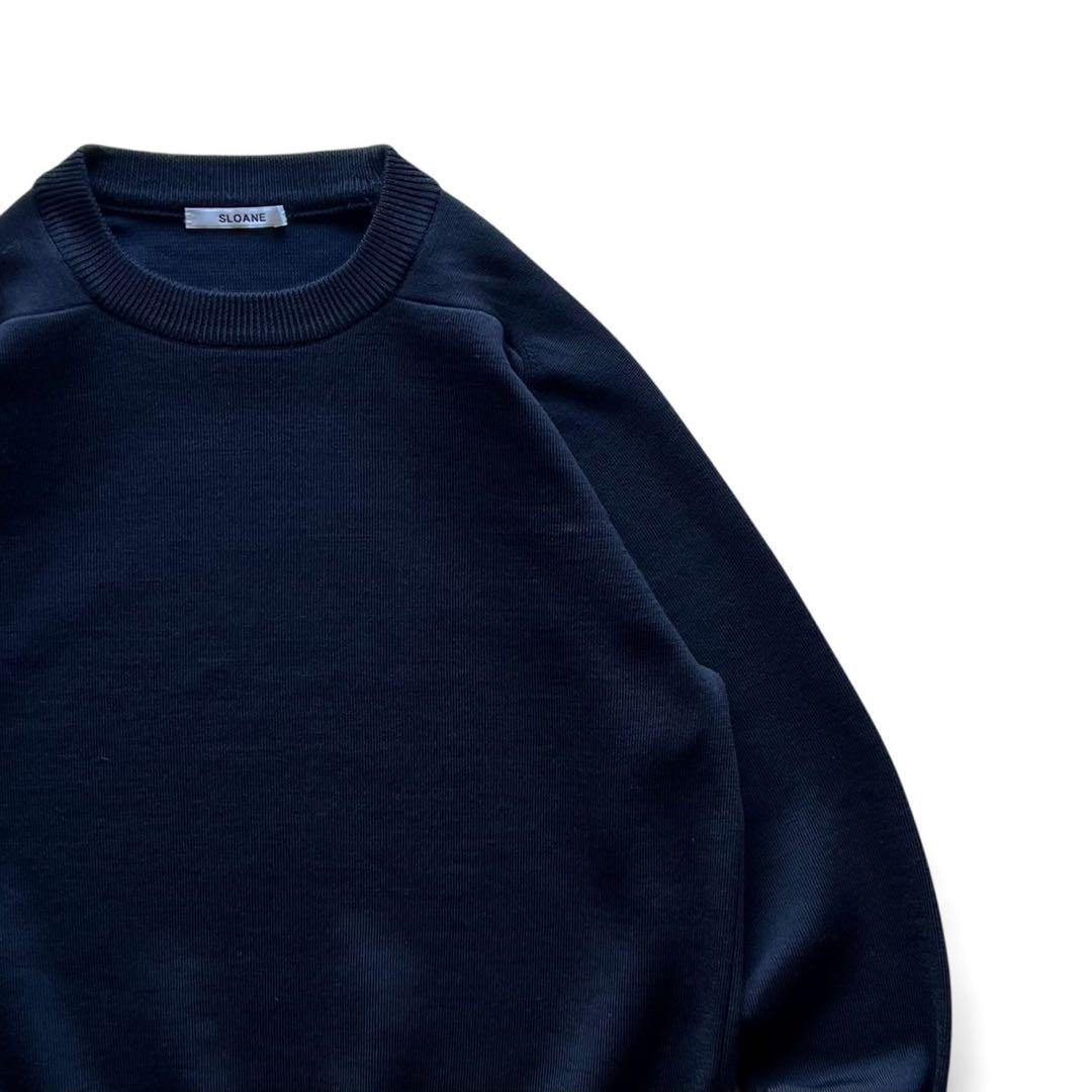 【美品】SLOANE/12Gダブルフェイス天竺クルーネック/ネイビー