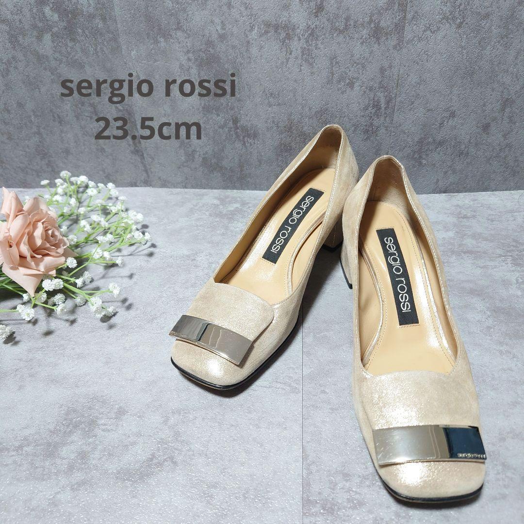 セルジオロッシ　スクエアトゥ　バックル　フラットシューズ　SR1　高級　23.5