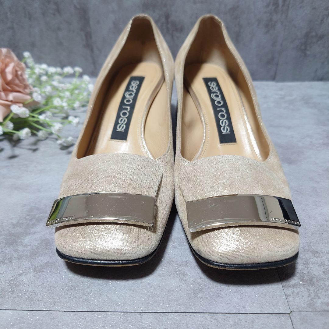 セルジオロッシ　スクエアトゥ　バックル　フラットシューズ　SR1　高級　23.5