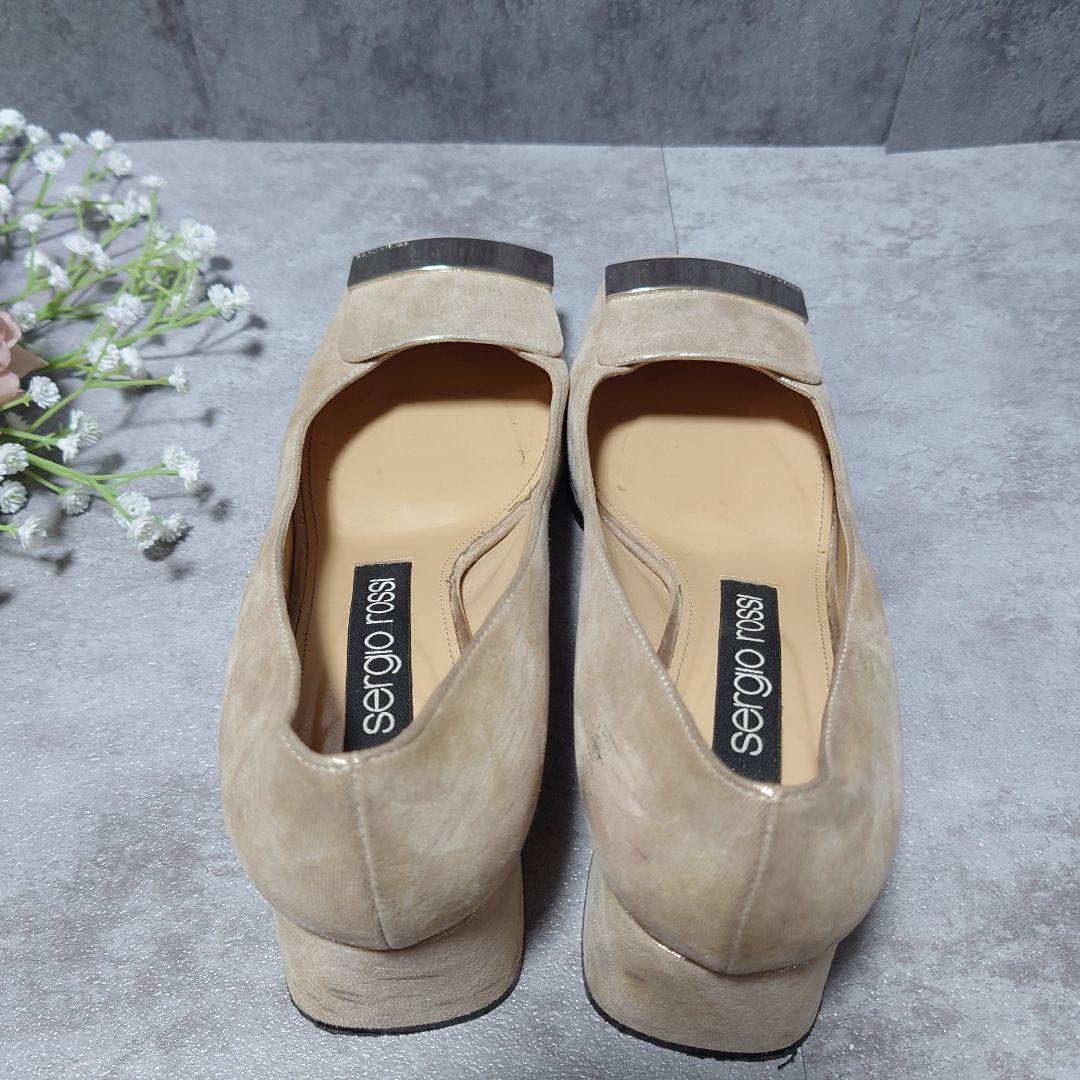 セルジオロッシ　スクエアトゥ　バックル　フラットシューズ　SR1　高級　23.5