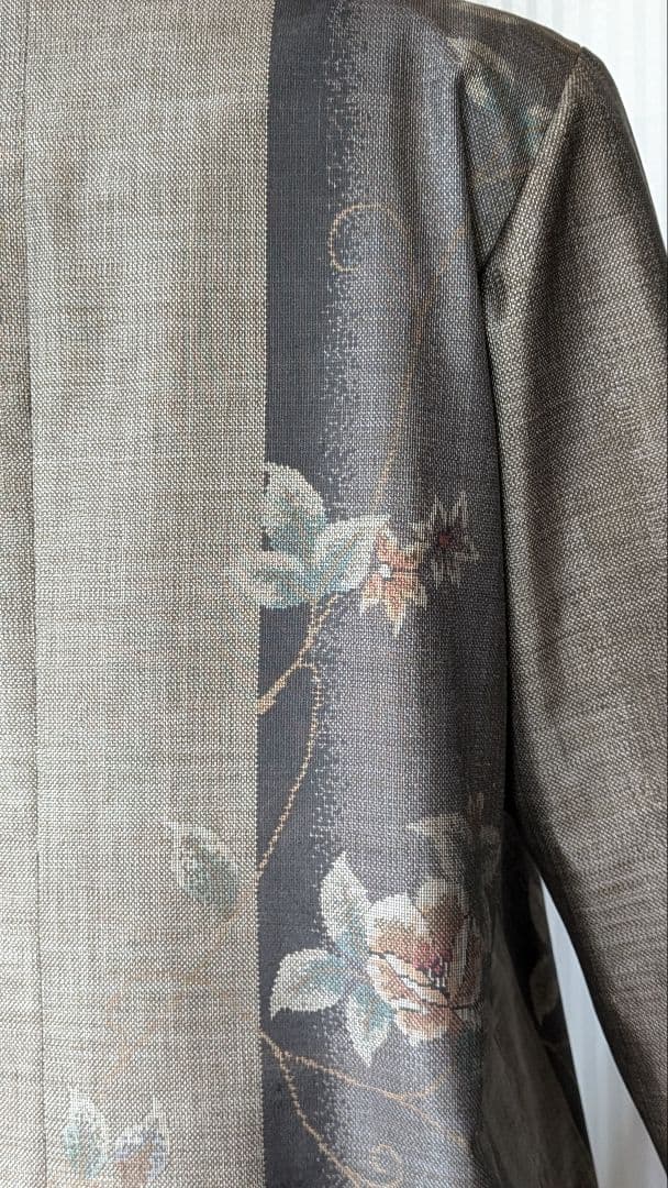 No242 大島紬着物リメイク ９マルキ大島紬重ね襟ワンピ （被りタイプ）