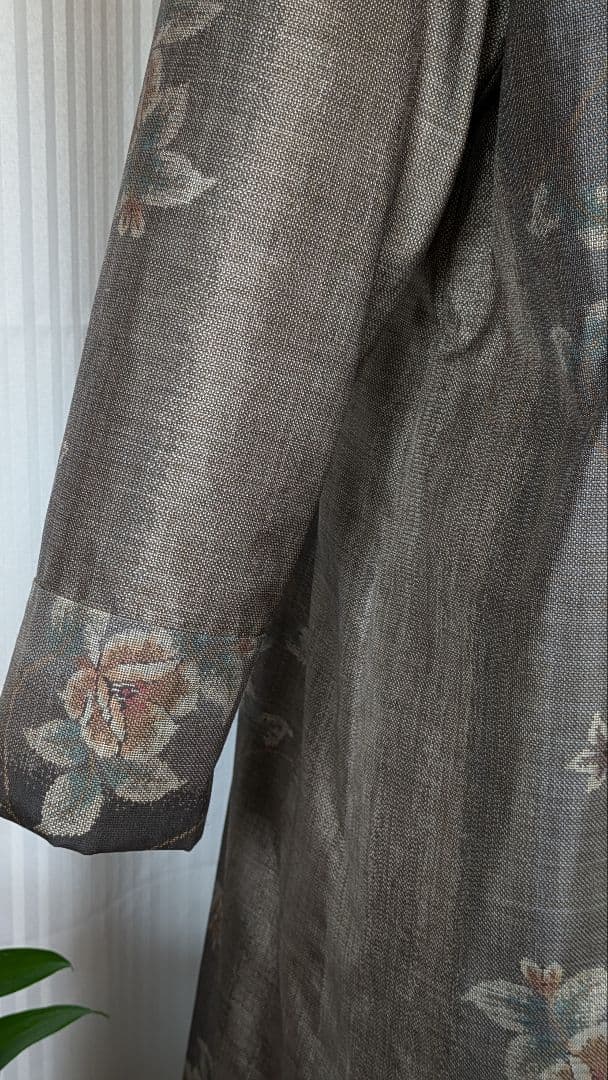 No242 大島紬着物リメイク ９マルキ大島紬重ね襟ワンピ （被りタイプ）