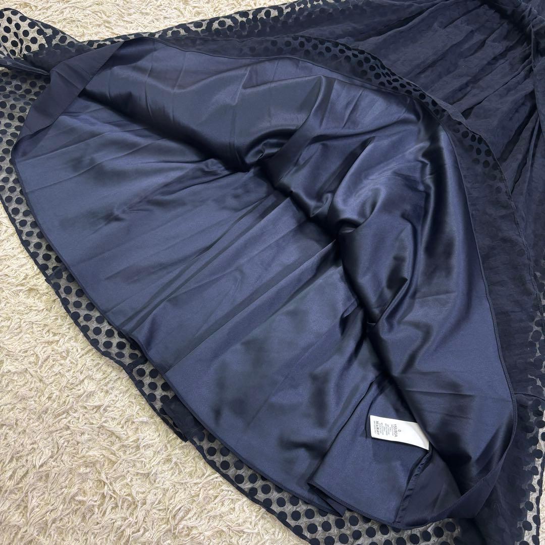 ケイトスペードニューヨーク　ドット柄　ベルトリボン　フレア　ロングワンピース