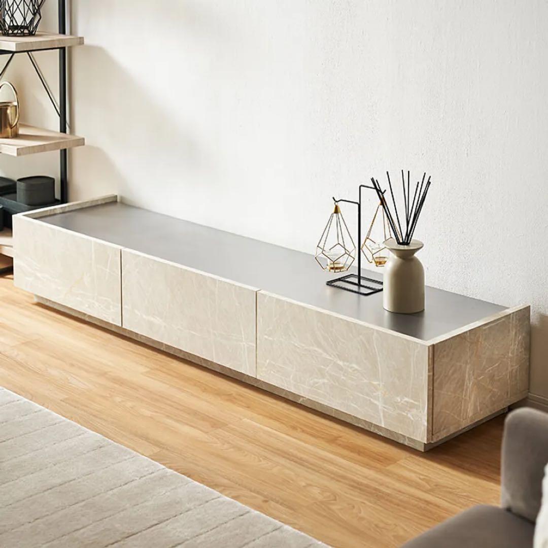 【LOWYA】[幅180] テレビ台 収納付 スチール脚 大理石柄