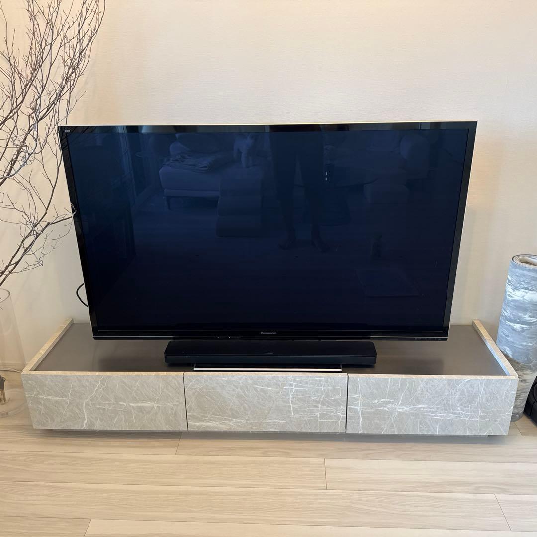 【LOWYA】[幅180] テレビ台 収納付 スチール脚 大理石柄