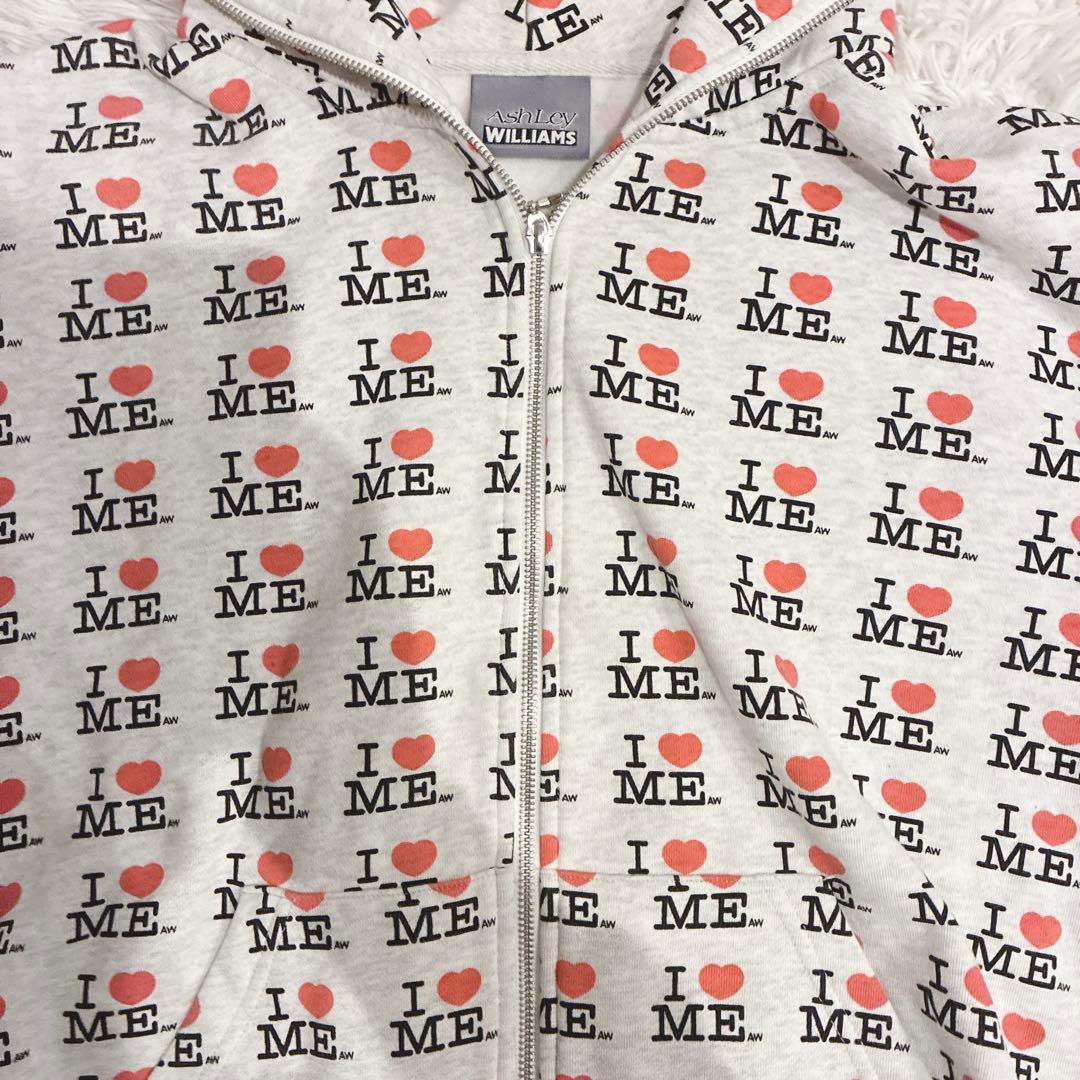 Ashley Williams パーカー I ♡ ME バタフライ 総柄 L
