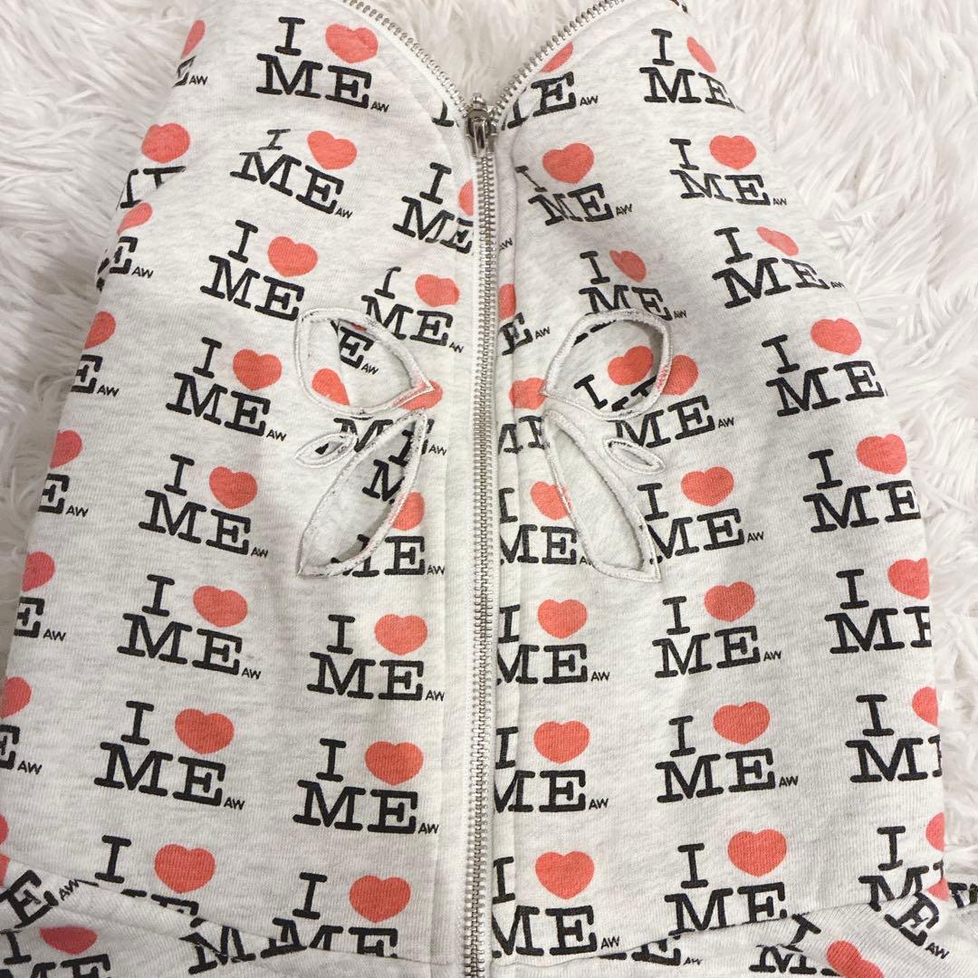 Ashley Williams パーカー I ♡ ME バタフライ 総柄 L