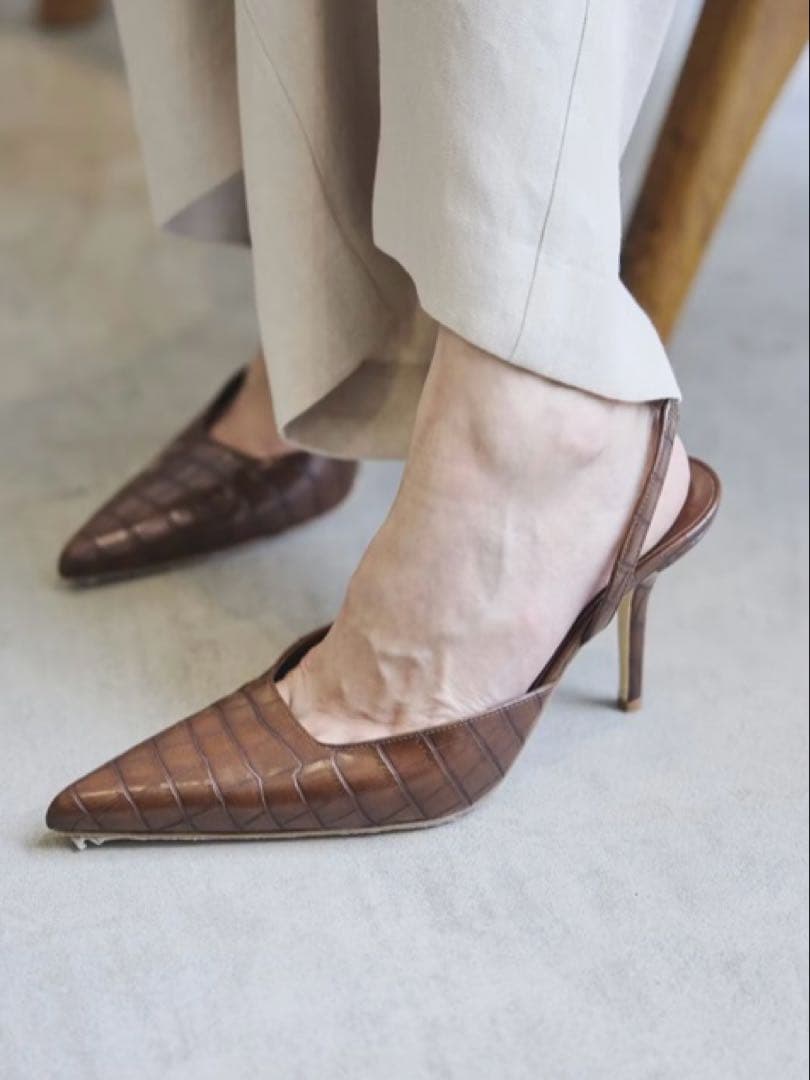 定価84,700円【GIA BORGHINIジアボルギーニ】クロコ型押しパンプス