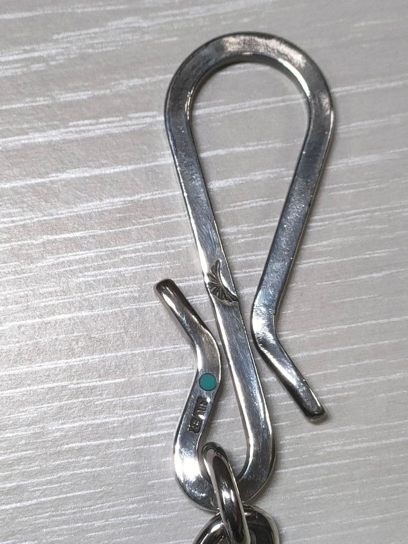 夜*性様 シルバー 925製&ターコイズキーホルダーチェーン 全長10cm27.