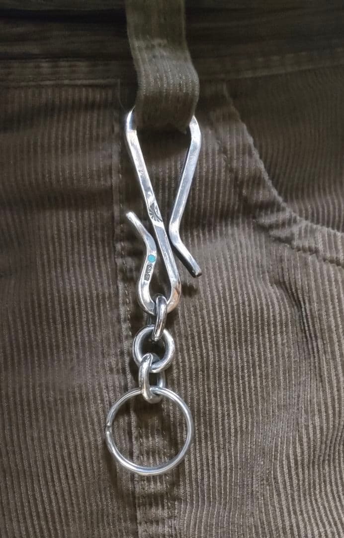 夜*性様 シルバー 925製&ターコイズキーホルダーチェーン 全長10cm27.