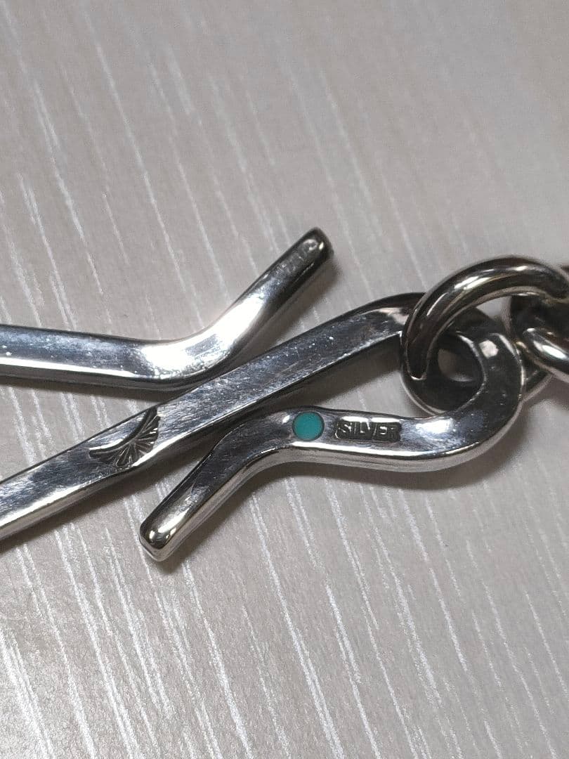 夜*性様 シルバー 925製&ターコイズキーホルダーチェーン 全長10cm27.